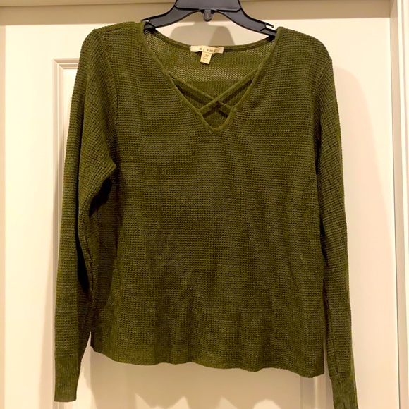 Army Green Pullover Sweater - Picture 1 of 7